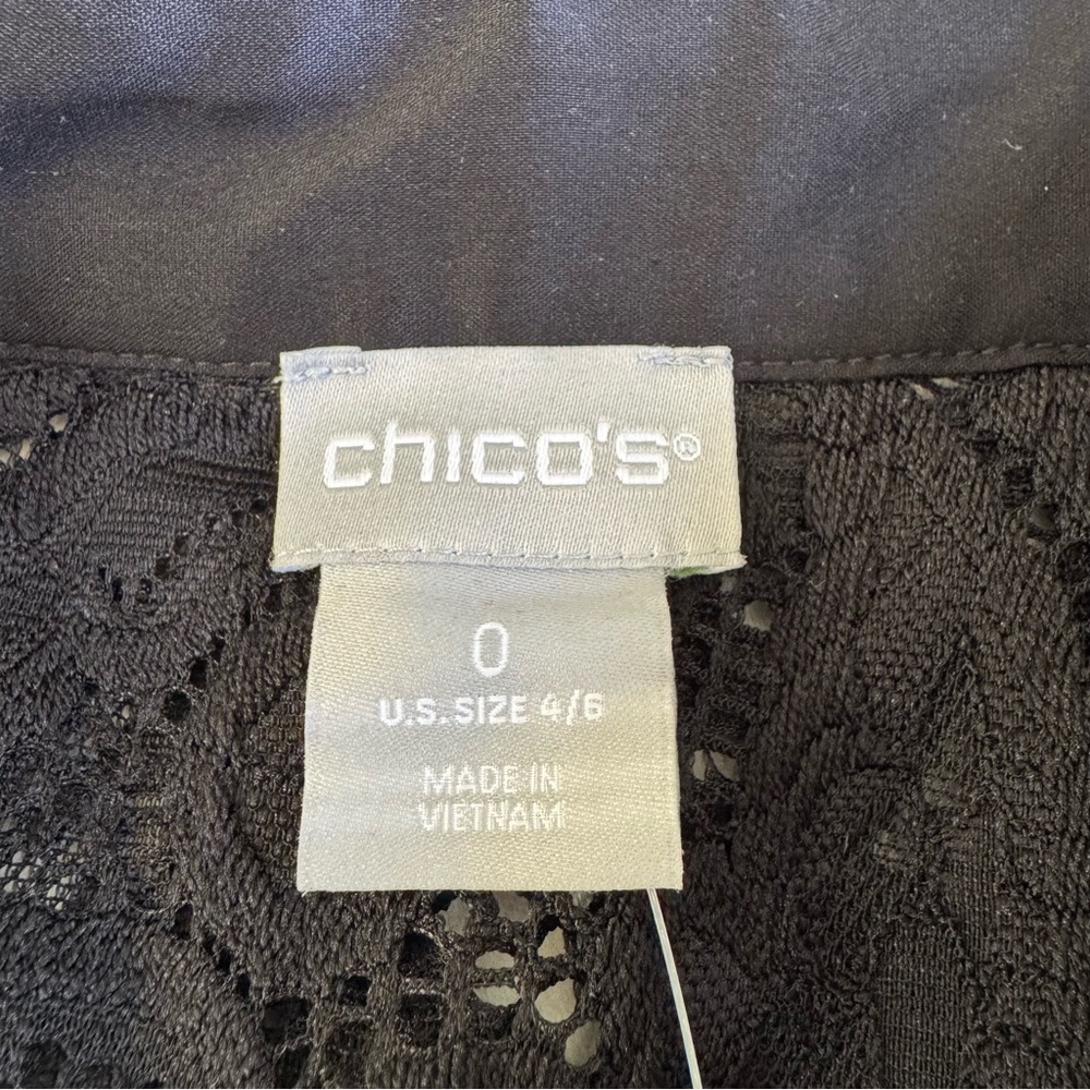 Chico's Black Lace Long Sleeve Blouse Sz S - Picture 5 of 11